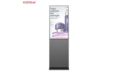Display di segnaletica digitale verticale da 43 pollici-gambe slim, pavimento, chiosco LCD all-in-one